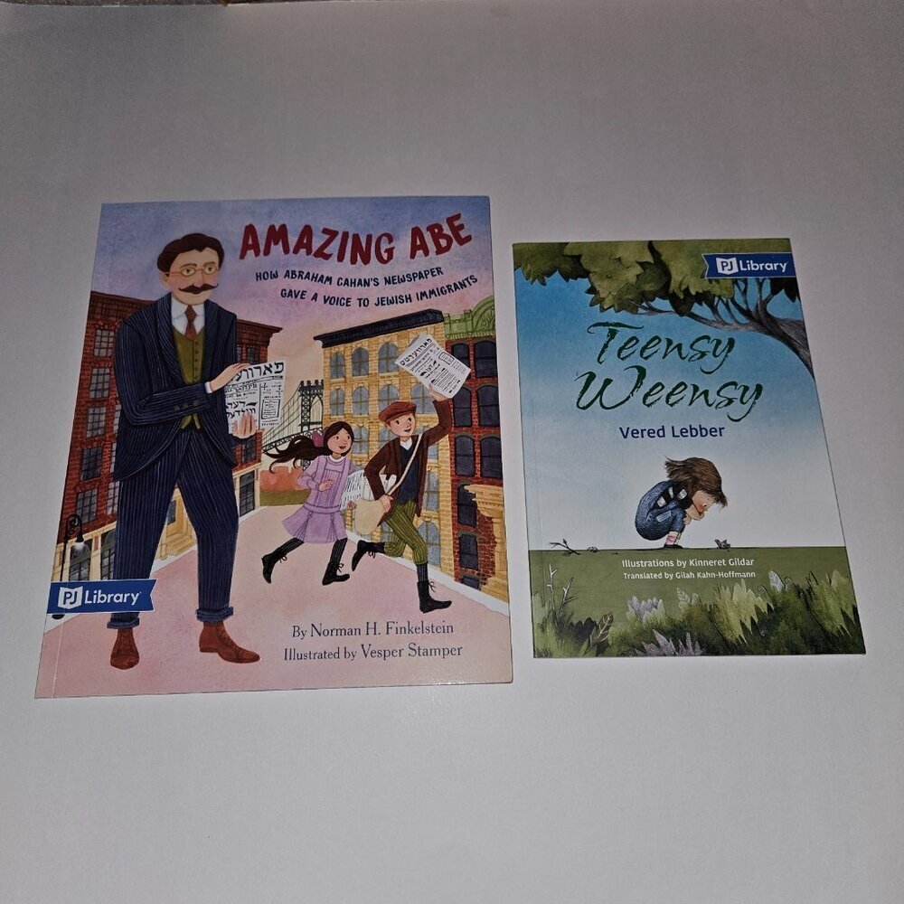 2 Jewish PJ Library Paperback Book Lot Teensy Weensy Amazing Abe Finkelstein